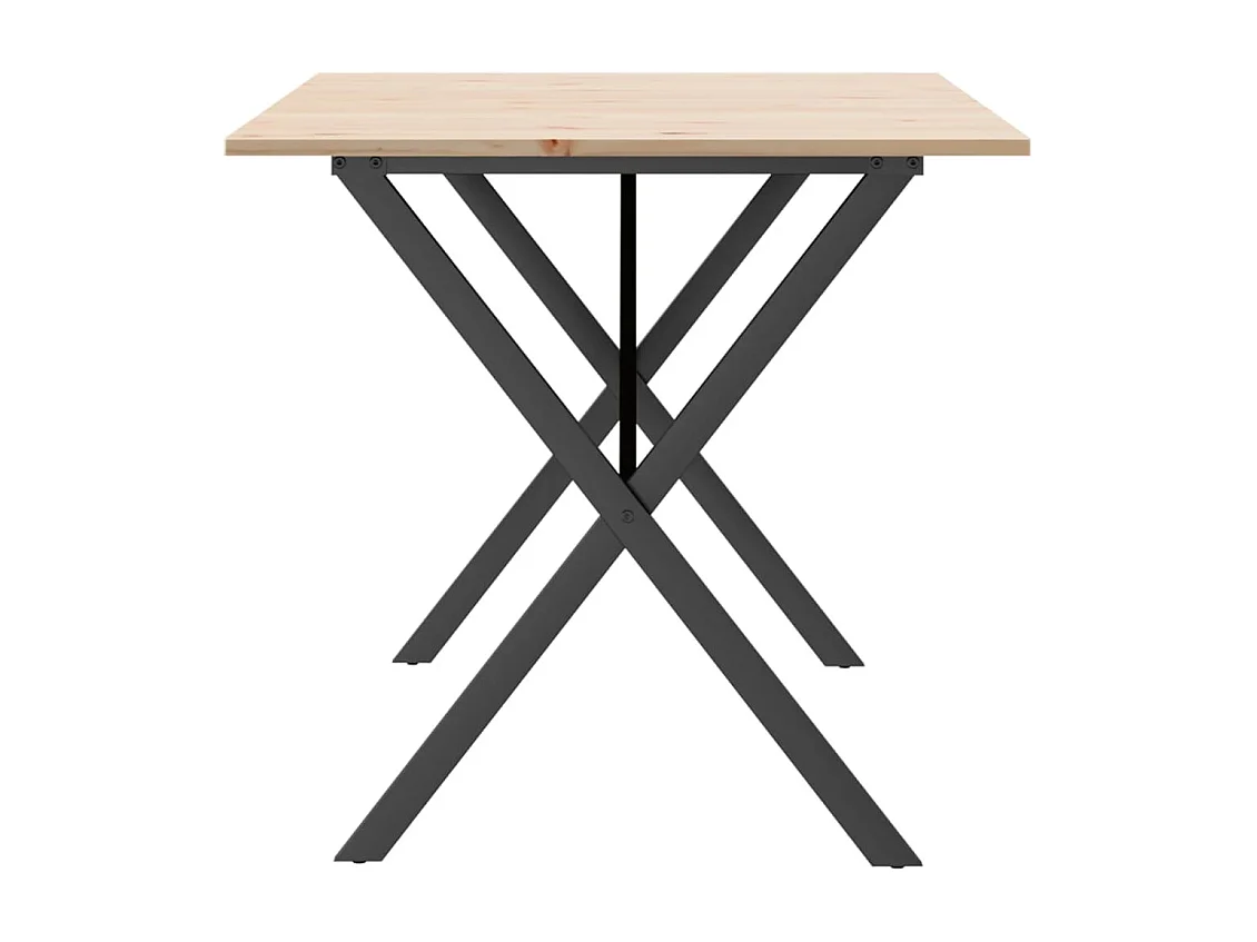 Mesa de comedor con estructura en X 140x80x75 cm madera maciza de pino acero