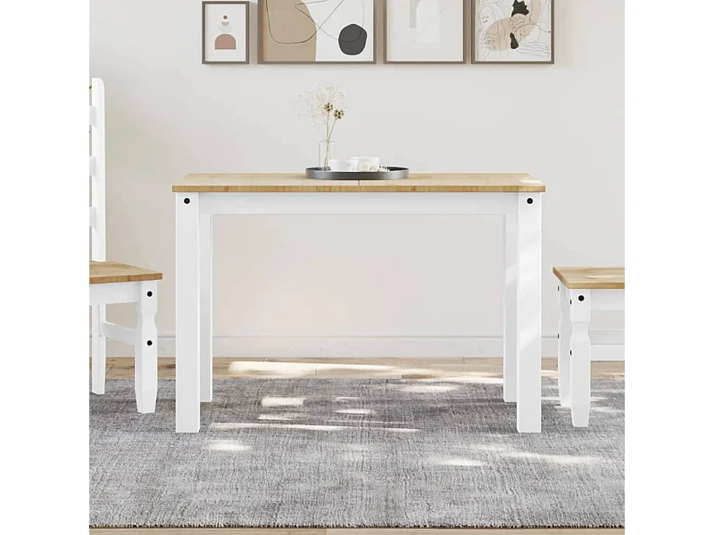 Table à manger Panama blanc 117x60x75 cm bois massif de pin