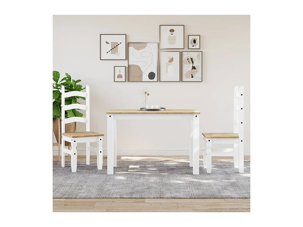 Table à manger Panama blanc 117x60x75 cm bois massif de pin