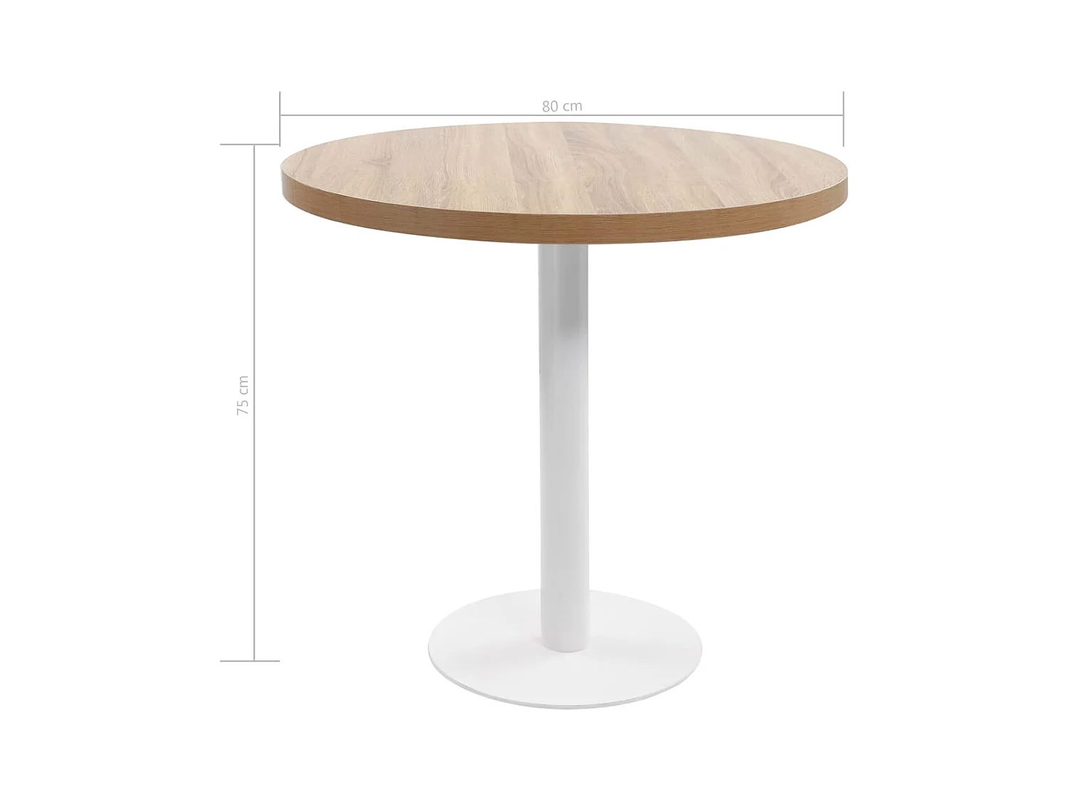 Mesa de bistró marrón claro de MDF de 80 cm