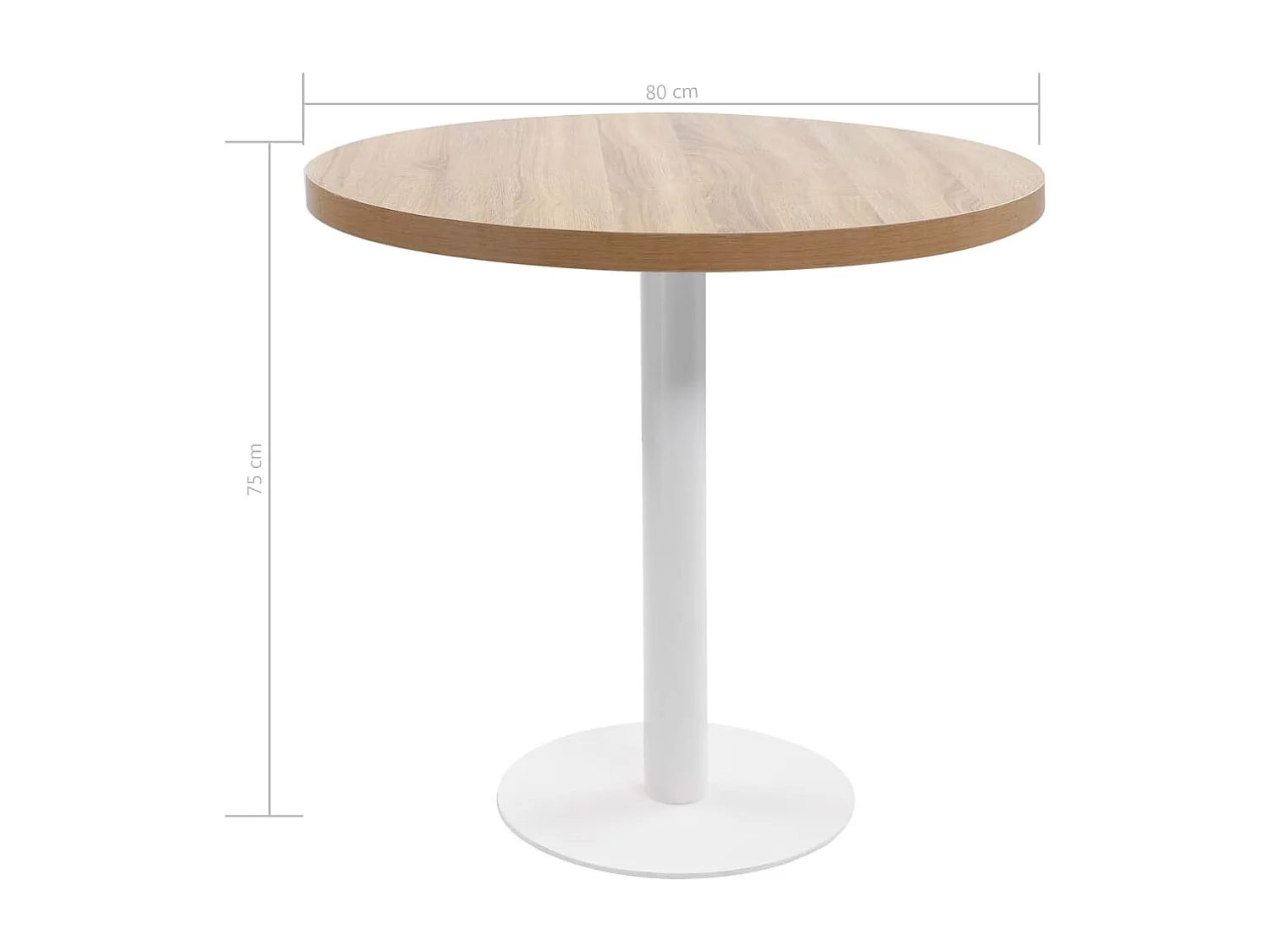 Mesa de bistró marrón claro de MDF de 80 cm