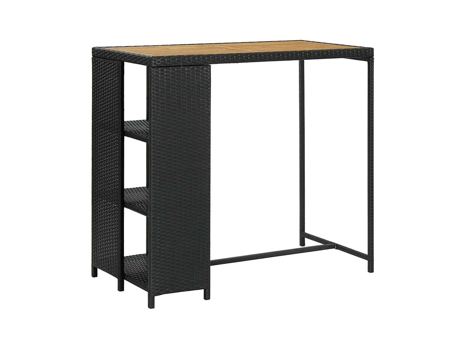 Table de bar avec rangement Noir 120x60x110 cm Résine tressée