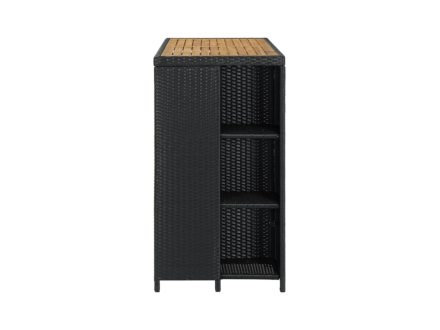 Table de bar avec rangement Noir 120x60x110 cm Résine tressée