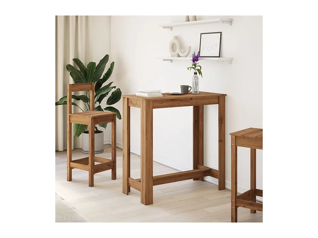 Table de bar chêne artisanal 102x50x103,5 cm bois d'ingénierie