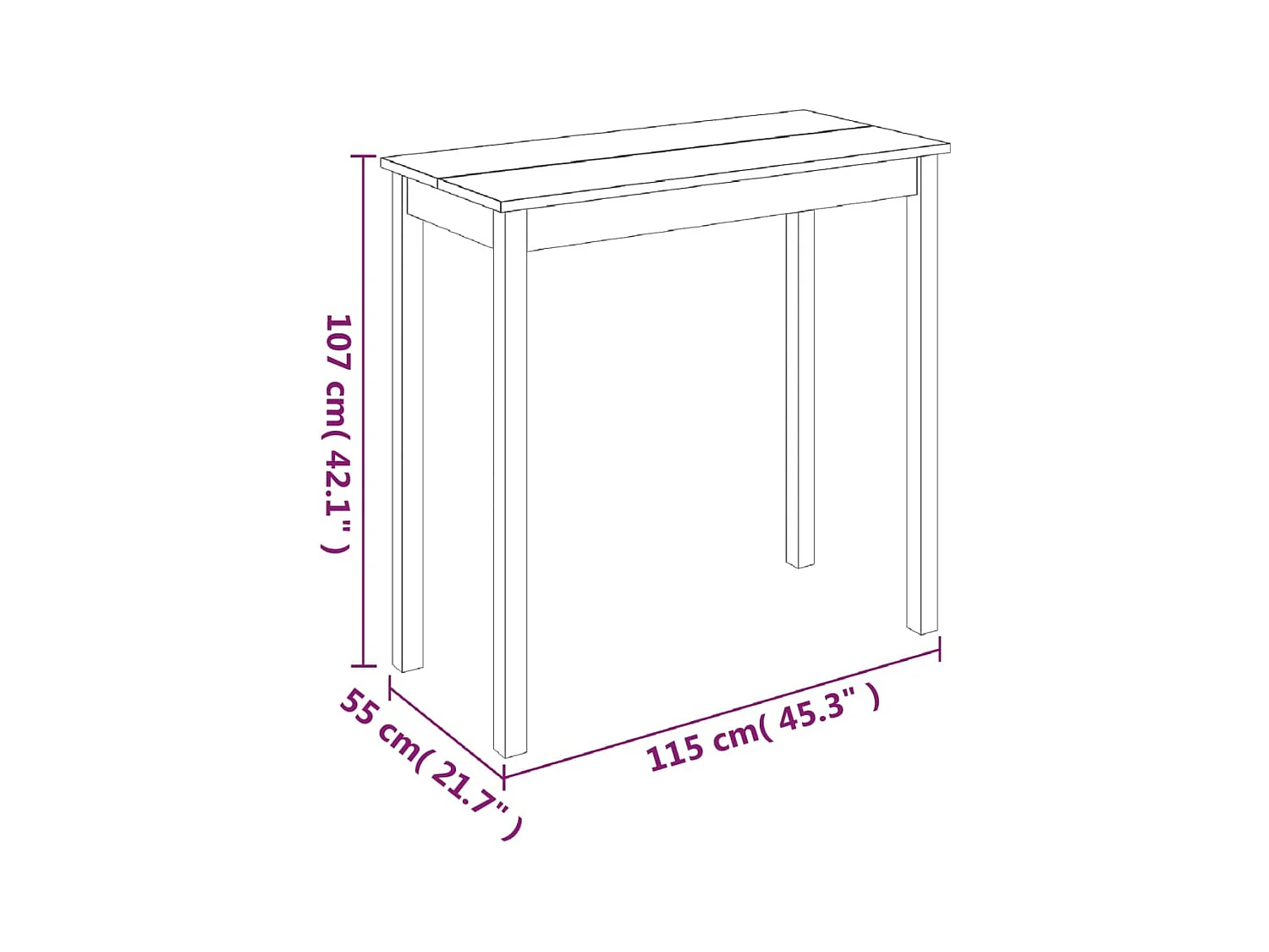 Table de bar MDF noir 115x55x107 cm