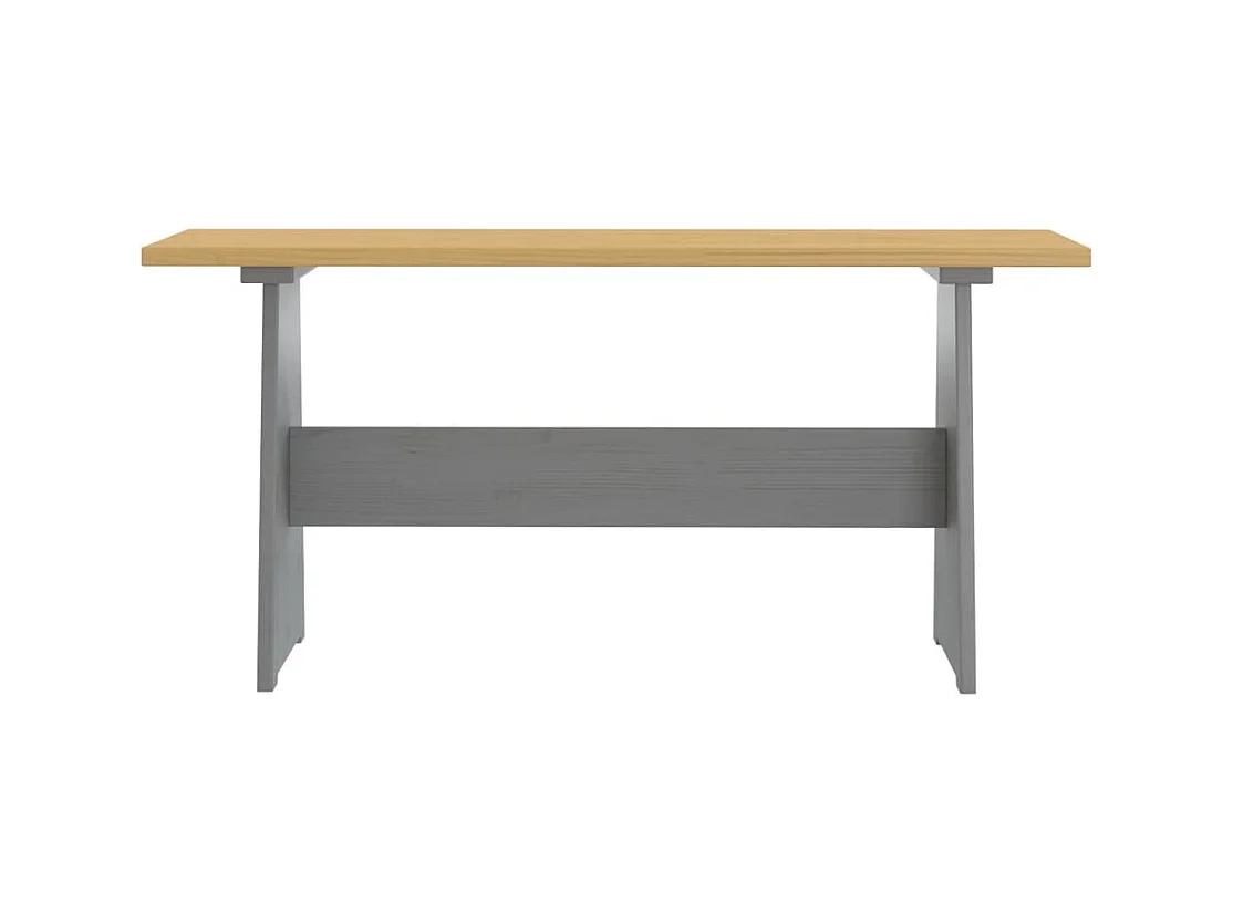 Table à manger et banc REINE marron miel gris bois pin solide
