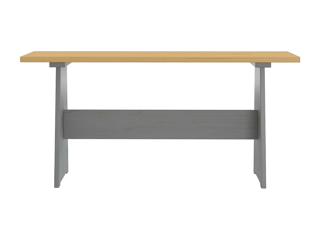 Table à manger et banc REINE marron miel gris bois pin solide