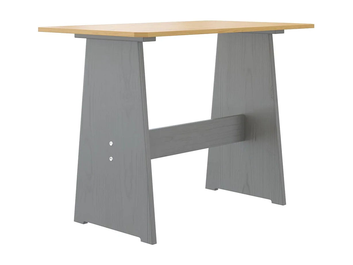 Table à manger et banc REINE marron miel gris bois pin solide