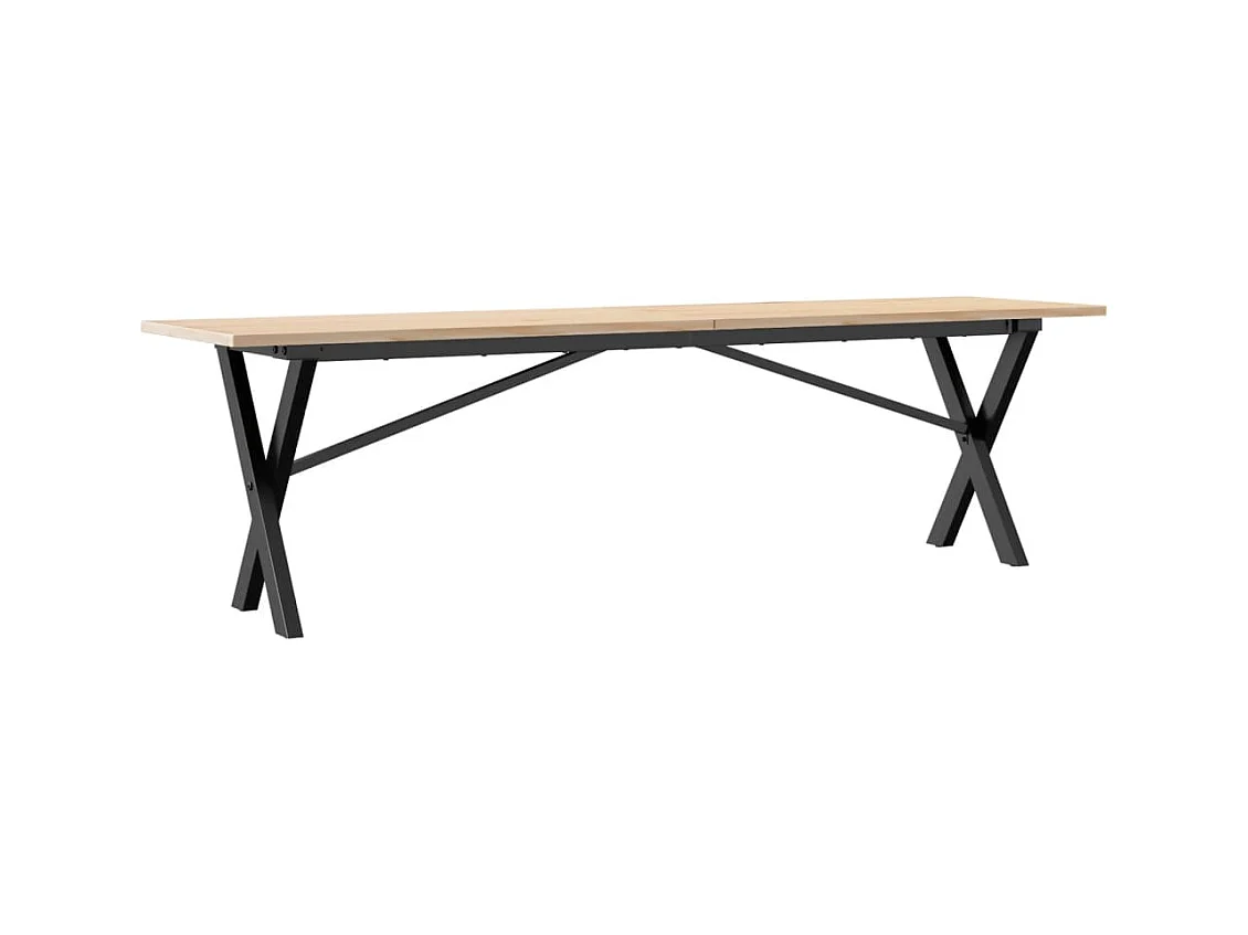 Table basse cadre en X 160x40x45 cm bois de pin massif et acier