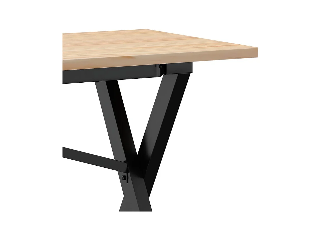 Table basse cadre en X 160x40x45 cm bois de pin massif et acier