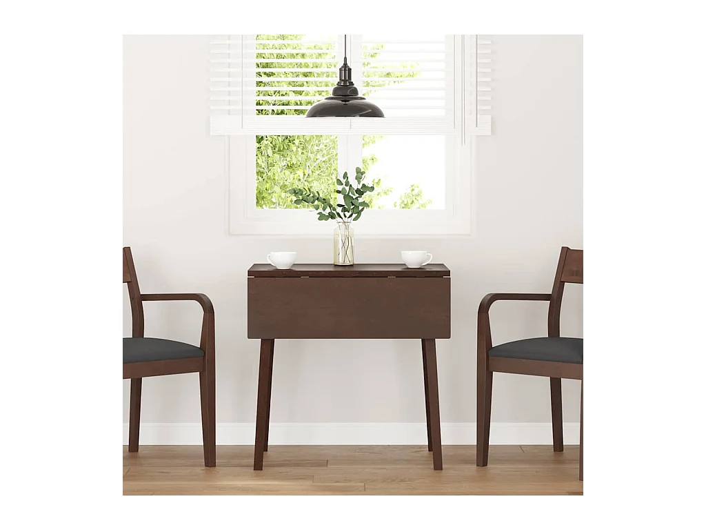 Table à manger marron bois massif et caoutchouc