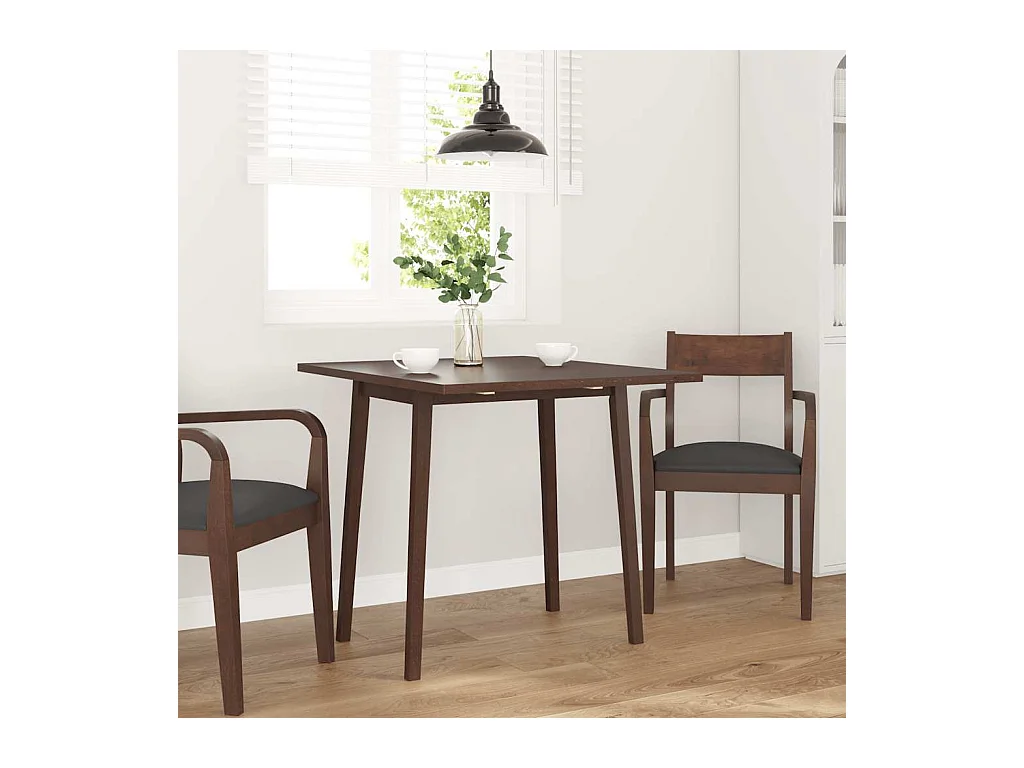 Table à manger marron bois massif et caoutchouc