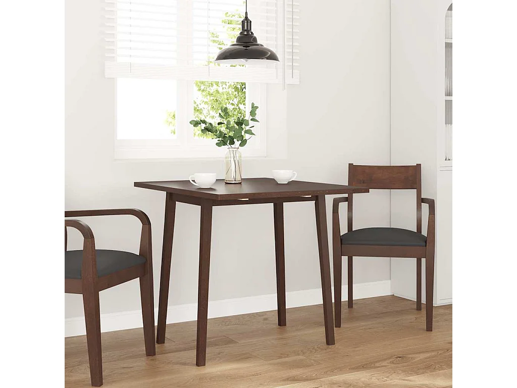 Mesa de comedor de madera maciza marrón y caucho