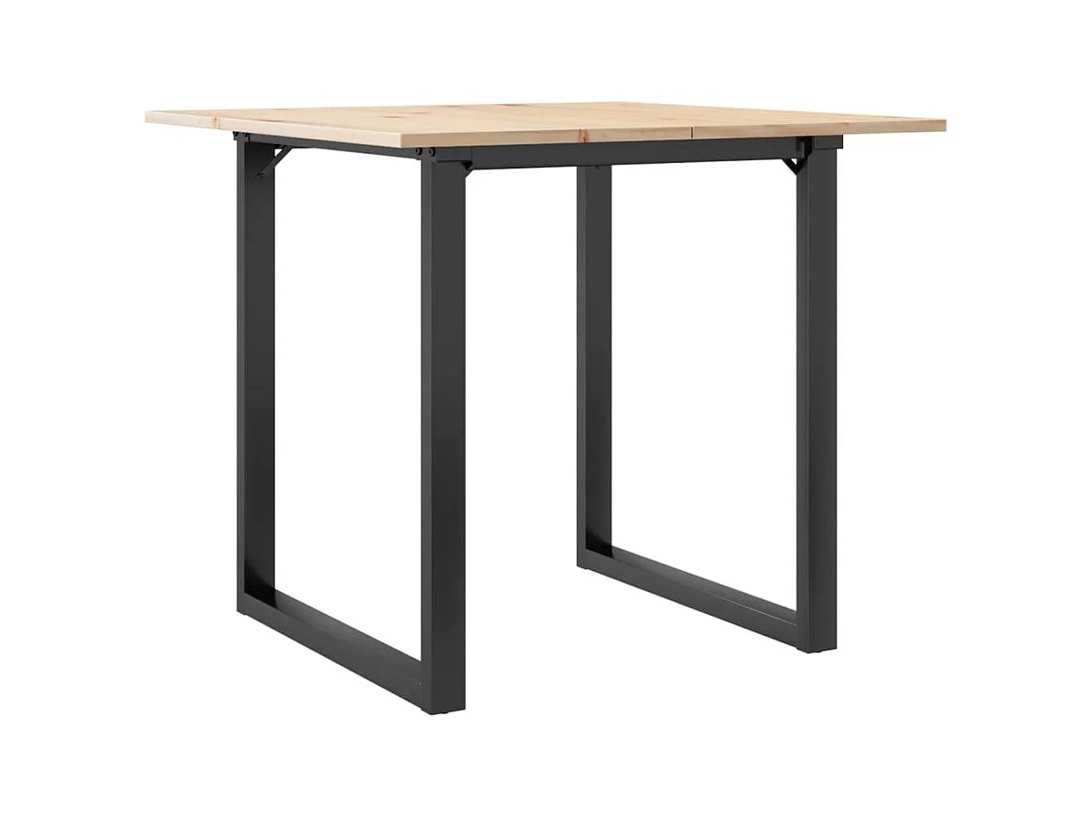 Table à manger cadre en O 90x90x75 cm bois de pin massif acier