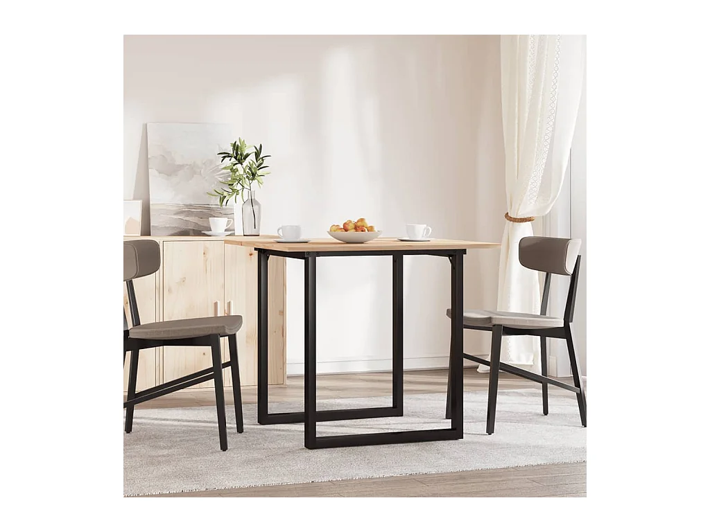 Table à manger cadre en O 90x90x75 cm bois de pin massif acier