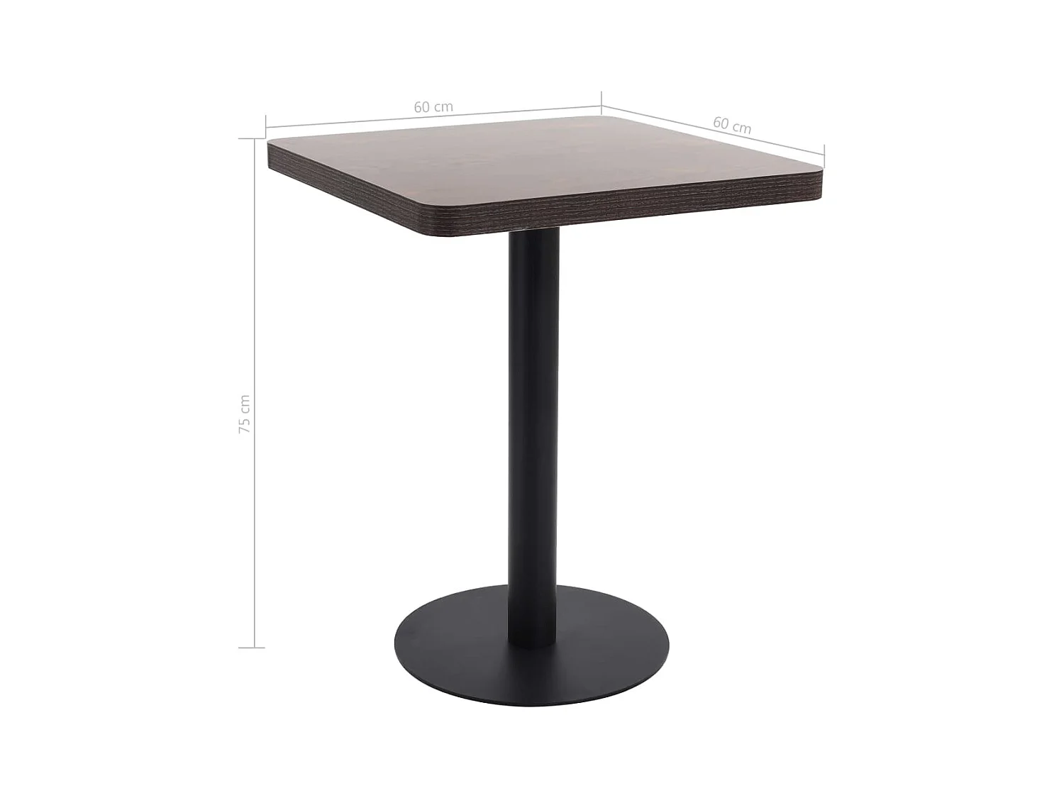 Table de bistro Marron foncé 60x60 cm MDF