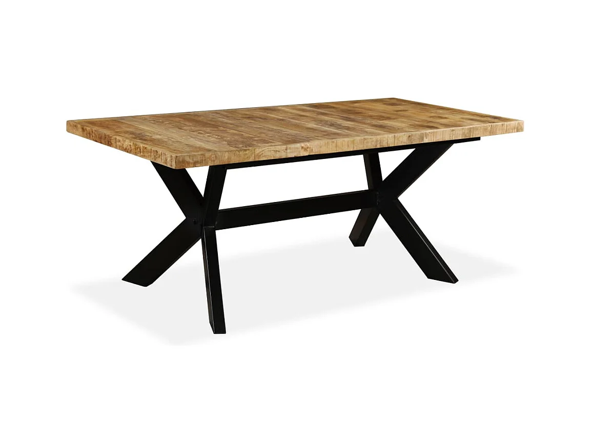 Table à manger Bois de manguier massif et croix en acier 180 cm
