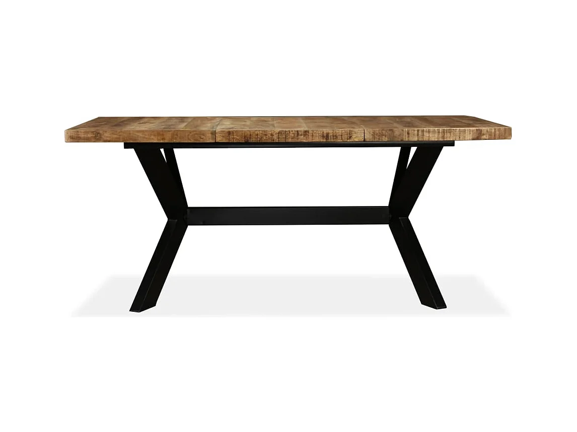 Table à manger Bois de manguier massif et croix en acier 180 cm