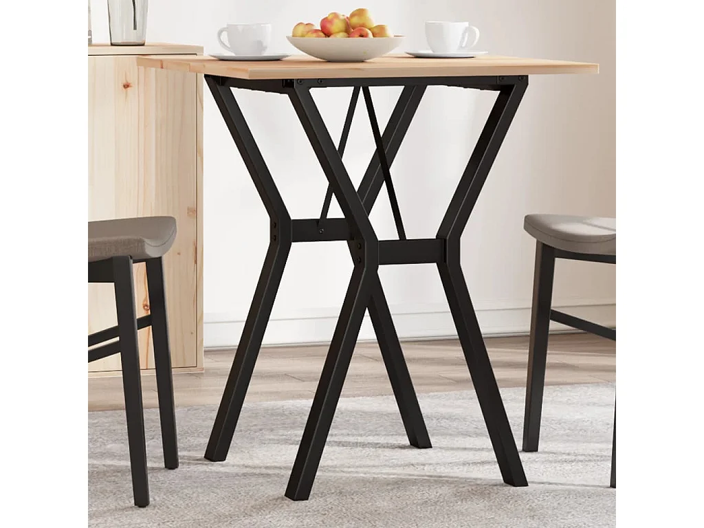 Mesa de comedor estructura en Y 70x70x75 cm madera maciza de pino acero