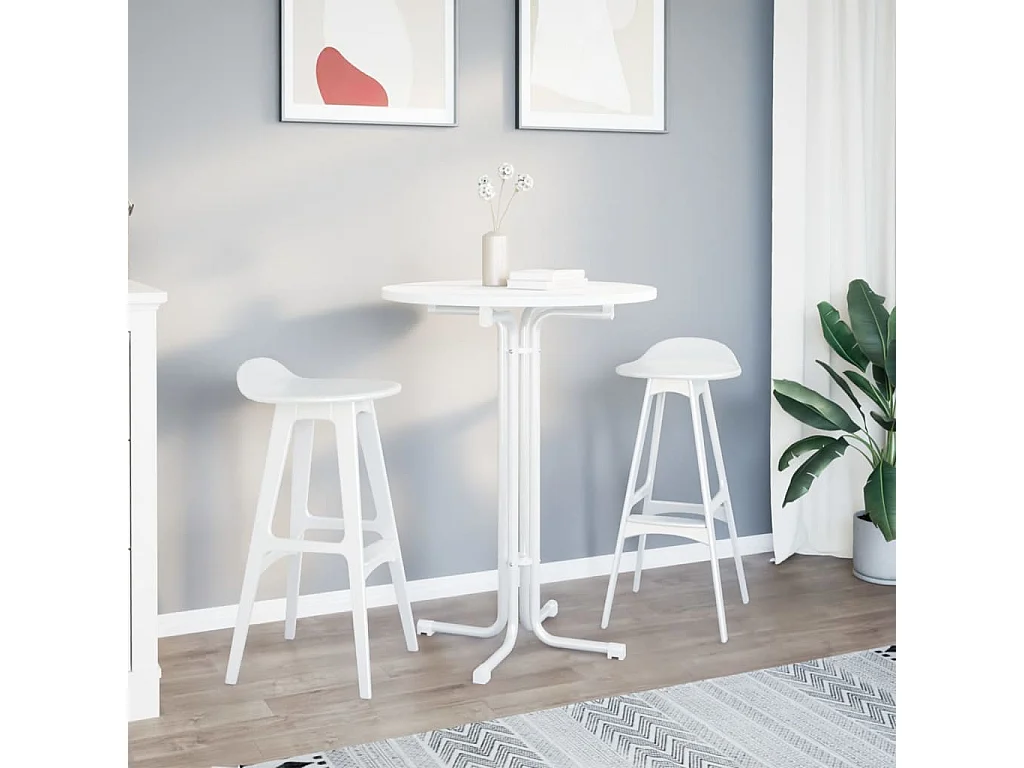 Mesa de comedor blanca Ø80x110 cm de madera contrachapada y acero