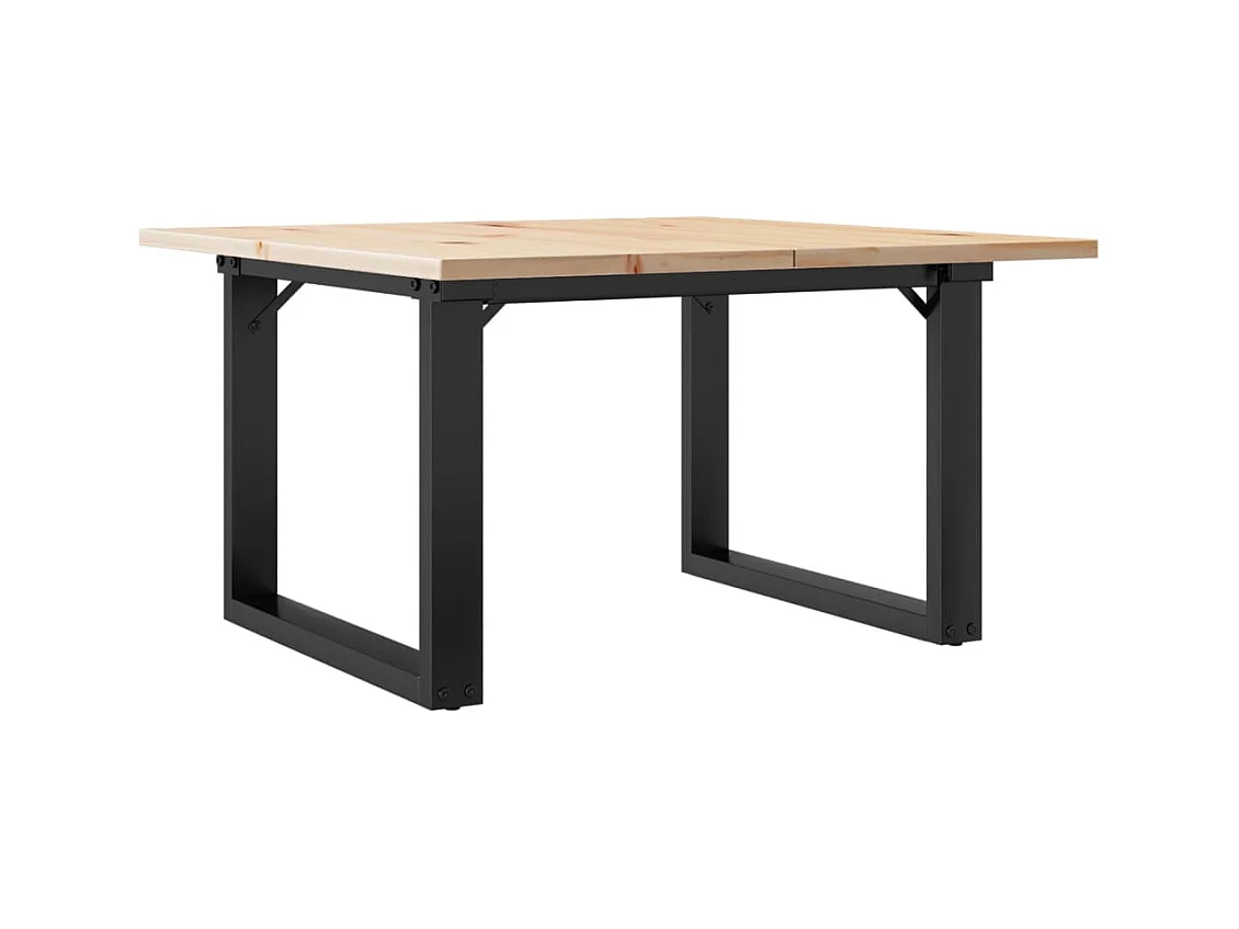 Table basse cadre en O 60x60x40 cm bois de pin massif et acier