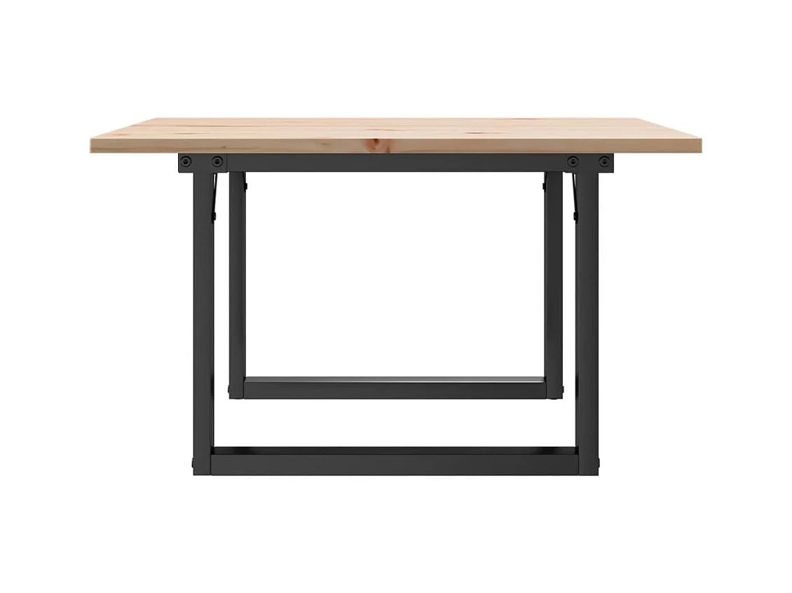 Table basse cadre en O 60x60x40 cm bois de pin massif et acier