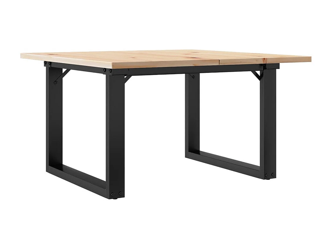 Mesa de centro estructura en forma de O 60x60x40 cm madera maciza de pino y acero