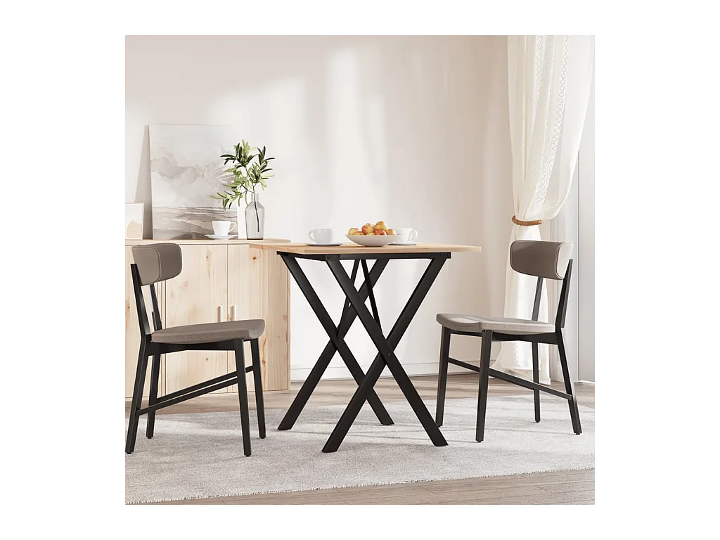 Table à manger cadre en X 70x70x75 cm bois de pin massif acier