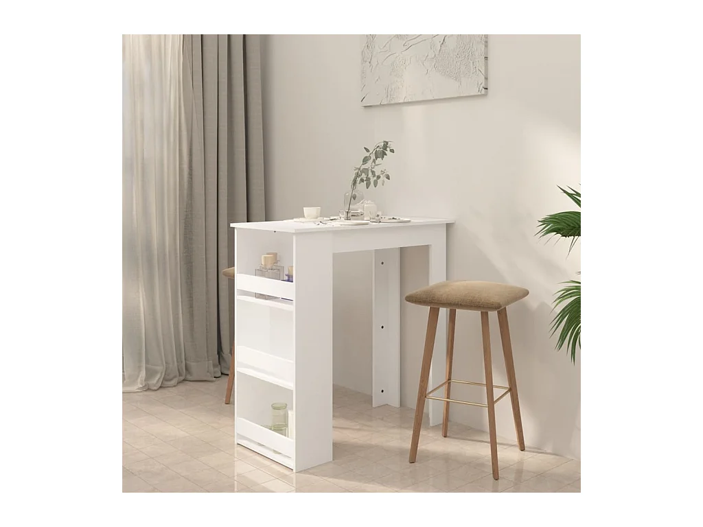 Table de bar rangement Blanc 102x50x103,5 cm Bois d'ingénierie