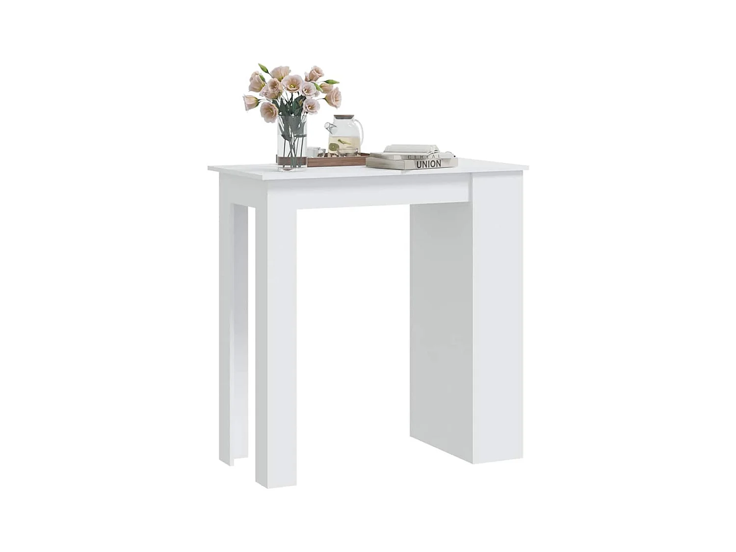 Table de bar rangement Blanc 102x50x103,5 cm Bois d'ingénierie