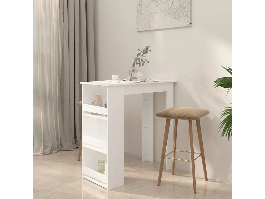 Mesa de bar con almacenaje blanca 102x50x103,5 cm Madera de ingeniería