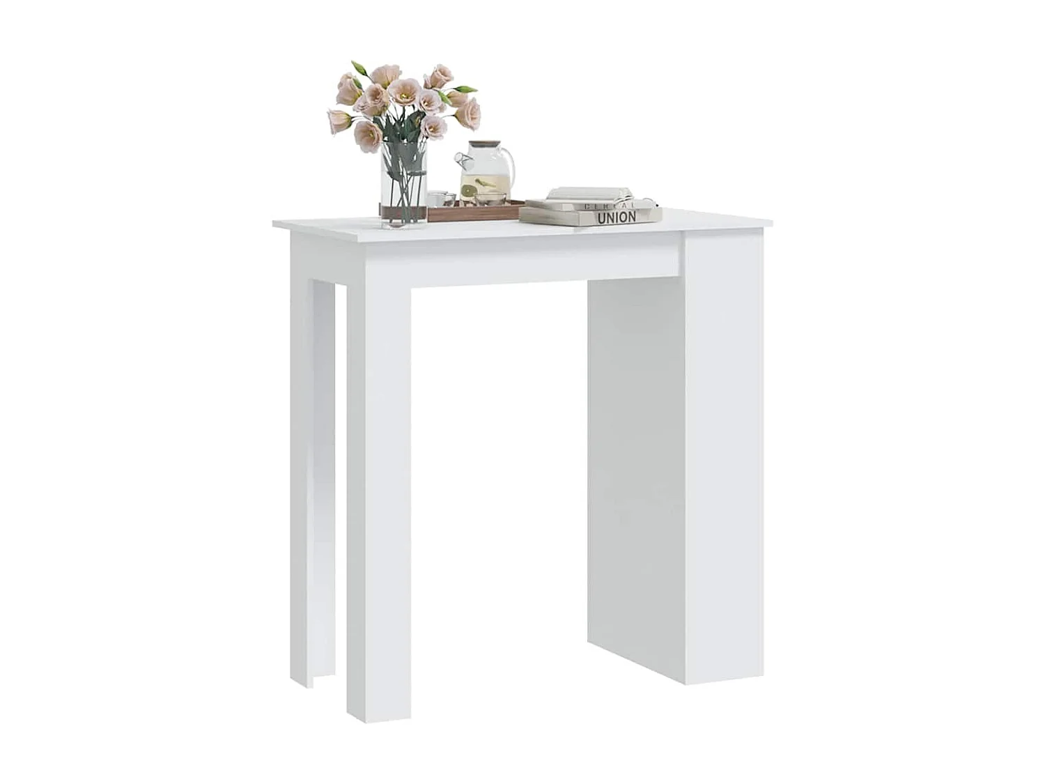 Mesa de bar con almacenaje blanca 102x50x103,5 cm Madera de ingeniería