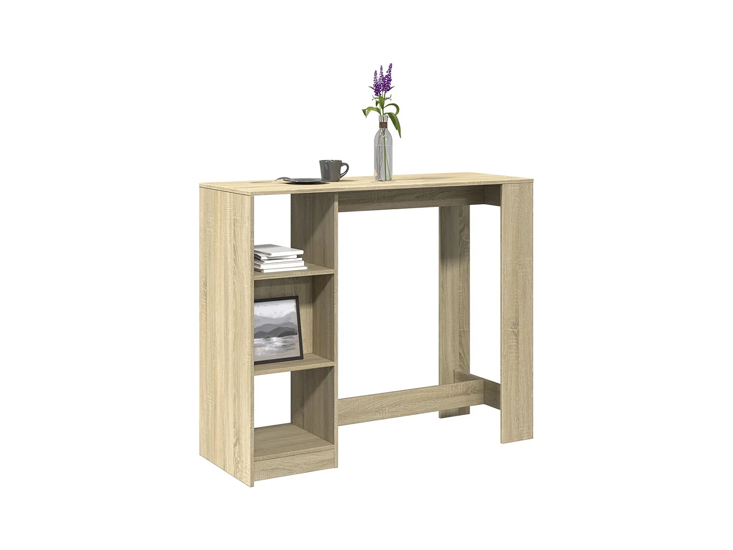 Table de bar avec étagère chêne sonoma bois d'ingénierie