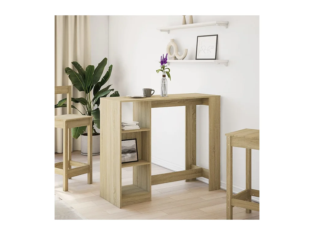Table de bar avec étagère chêne sonoma bois d'ingénierie