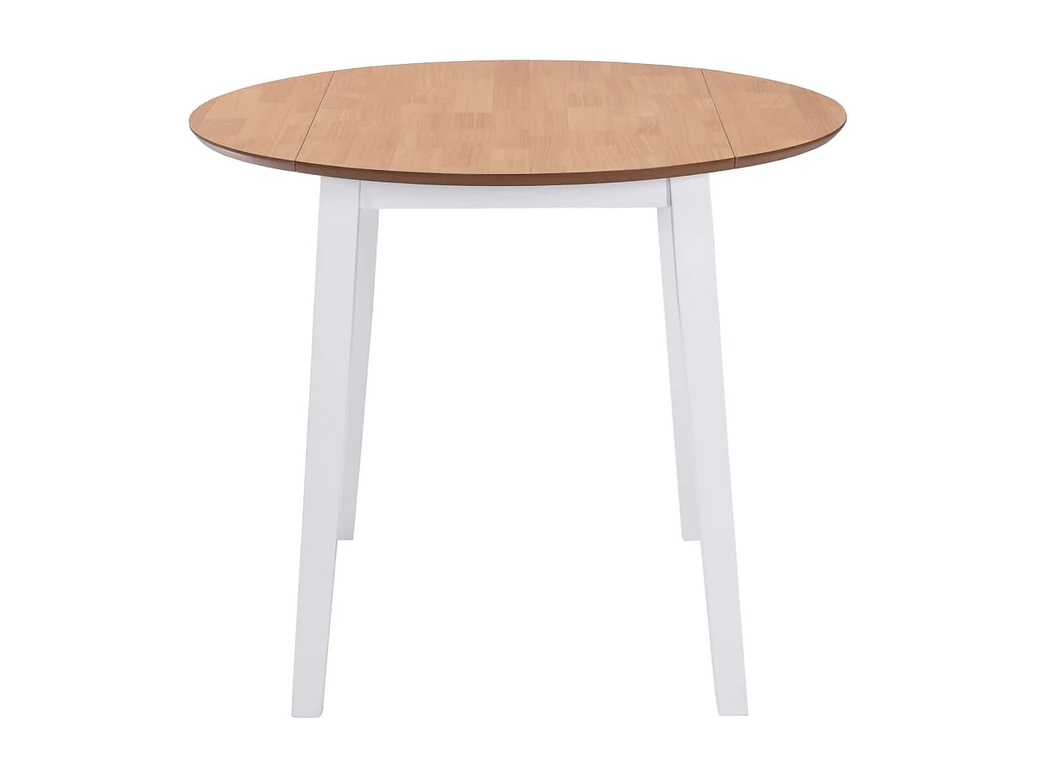 Mesa de comedor redonda de MDF blanco con hojas abatibles