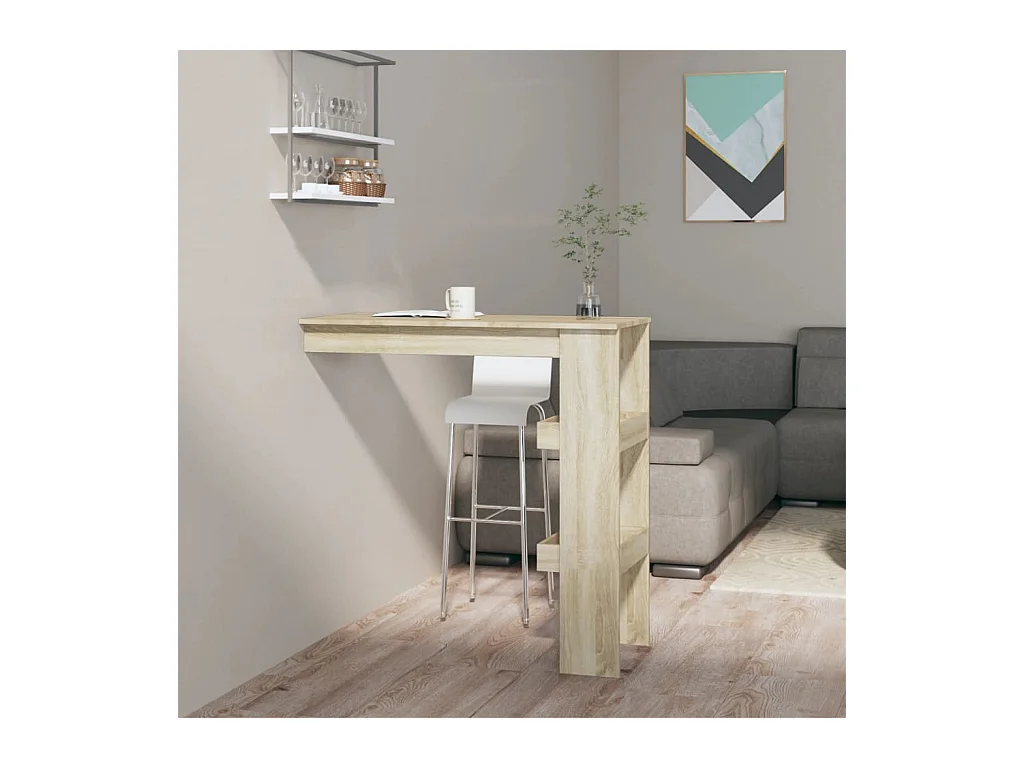 Table bar murale Chêne Sonoma 102x45x103,5 cm Bois d'ingénierie