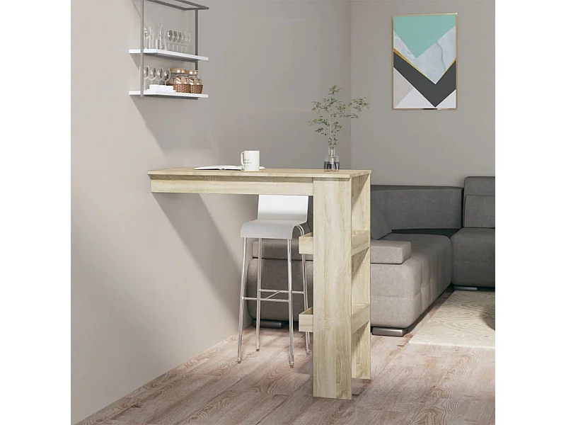 Table bar murale Chêne Sonoma 102x45x103,5 cm Bois d'ingénierie