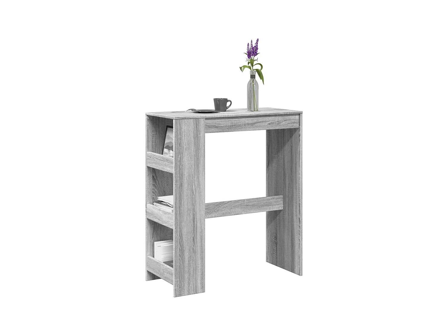 Table de bar avec étagères sonoma gris bois d'ingénierie