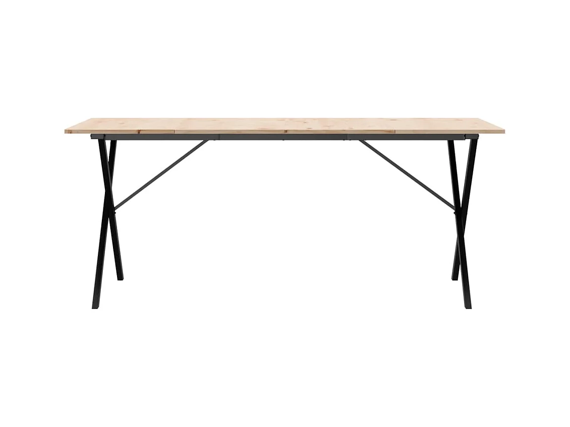 Table à manger cadre en X 180x90x75 cm bois de pin massif acier