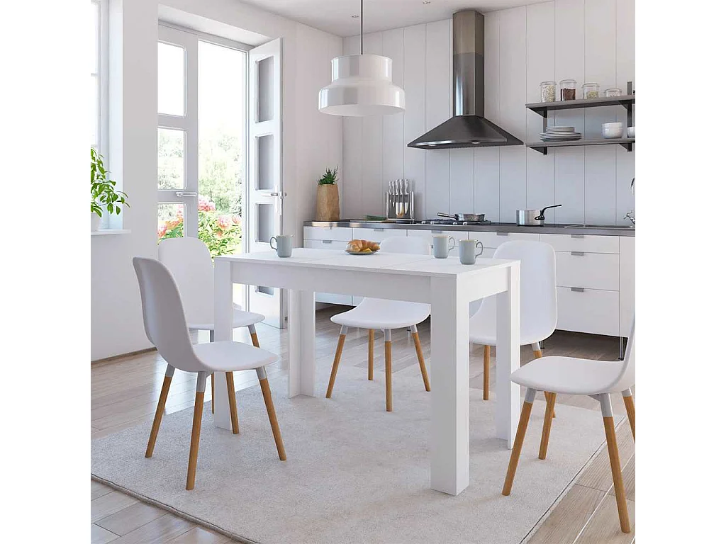 Mesa de comedor blanca de 120 x 60 x 76 cm de madera de ingeniería