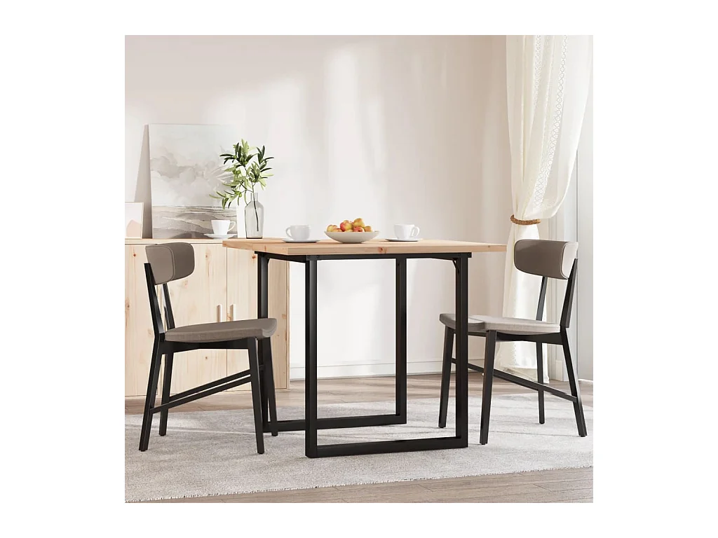 Table à manger cadre en O 80x80x75,5cm bois de pin massif acier