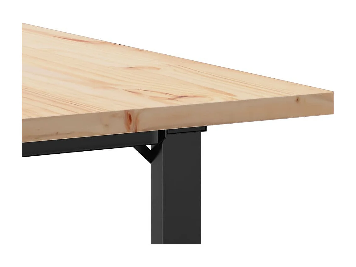 Table à manger cadre en O 80x80x75,5cm bois de pin massif acier