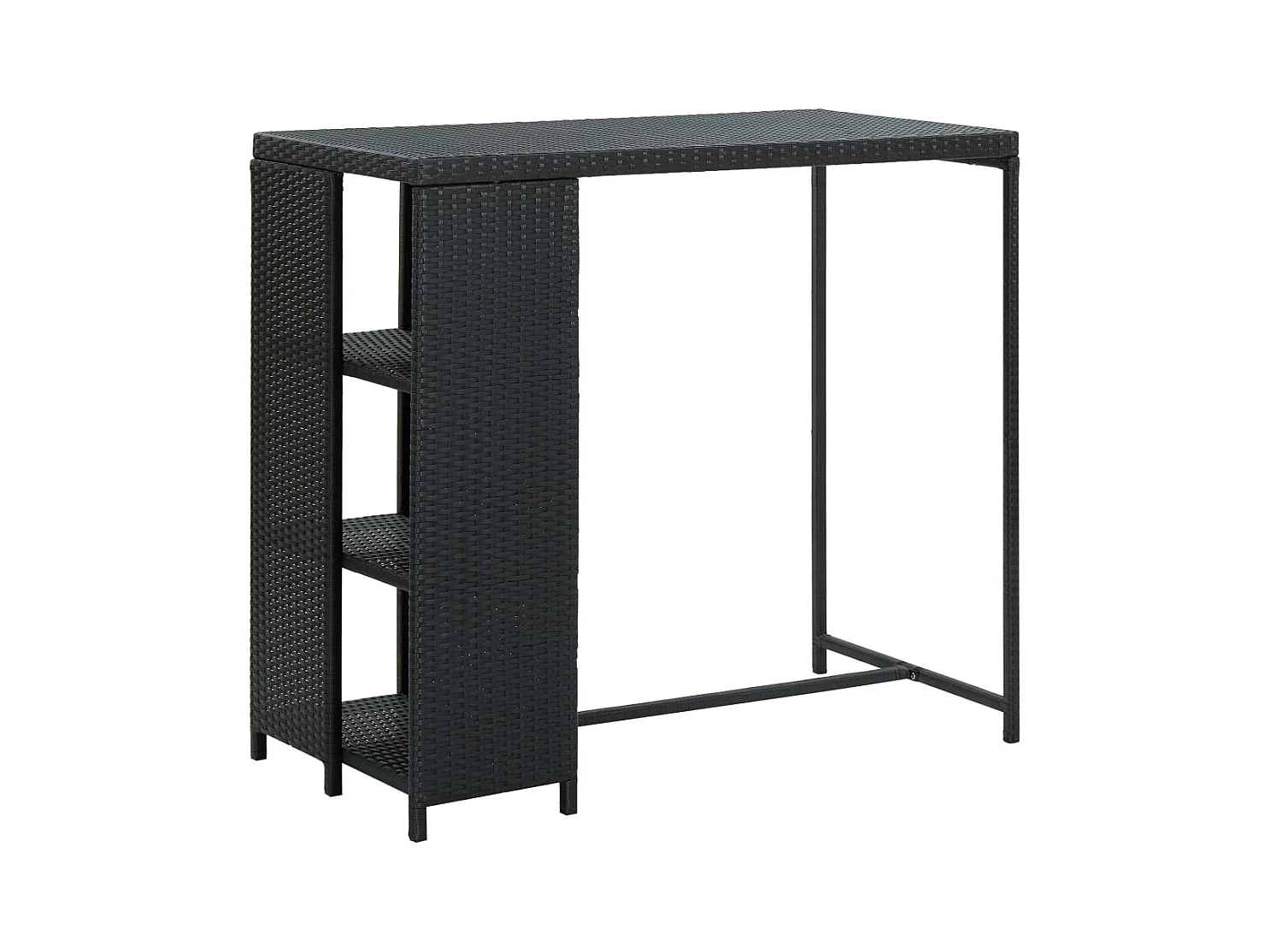 Table de bar avec rangement Noir 120x60x110 cm Résine tressée