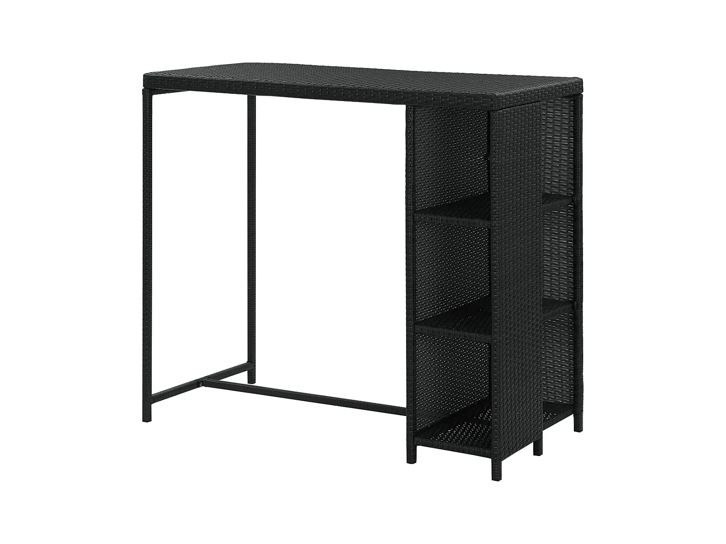 Table de bar avec rangement Noir 120x60x110 cm Résine tressée