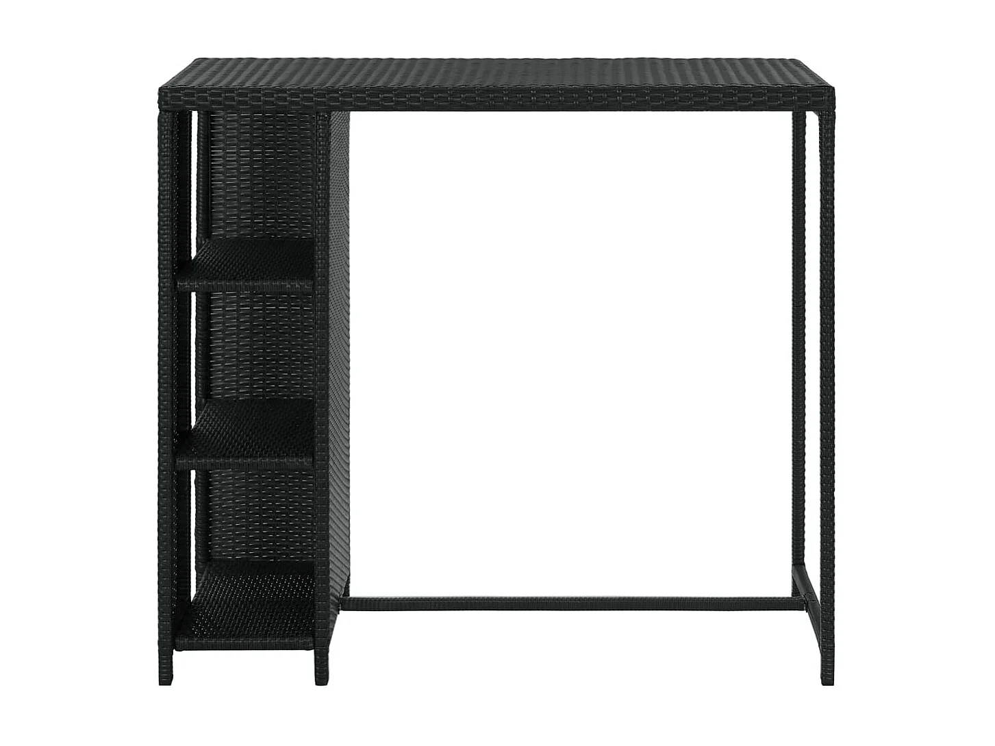 Mesa de bar con almacenaje Negra 120x60x110 cm Mimbre de resina