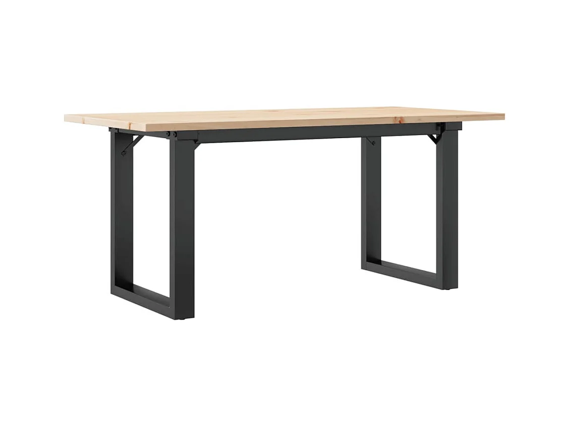 Table basse cadre en O 90x40x45 cm bois de pin massif et acier