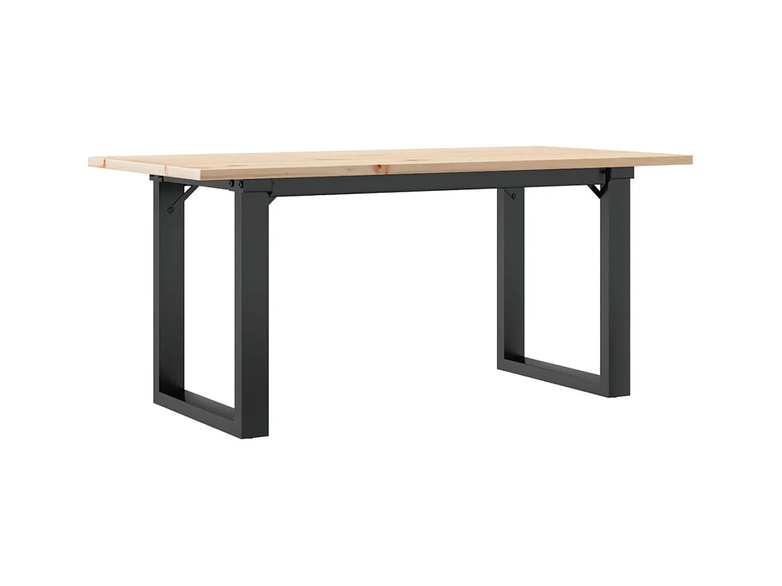 Table basse cadre en O 90x40x45 cm bois de pin massif et acier