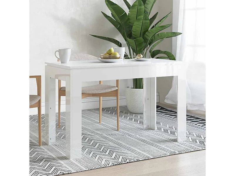 Table à manger Blanc brillant 120x60x76 cm Bois d'ingénierie