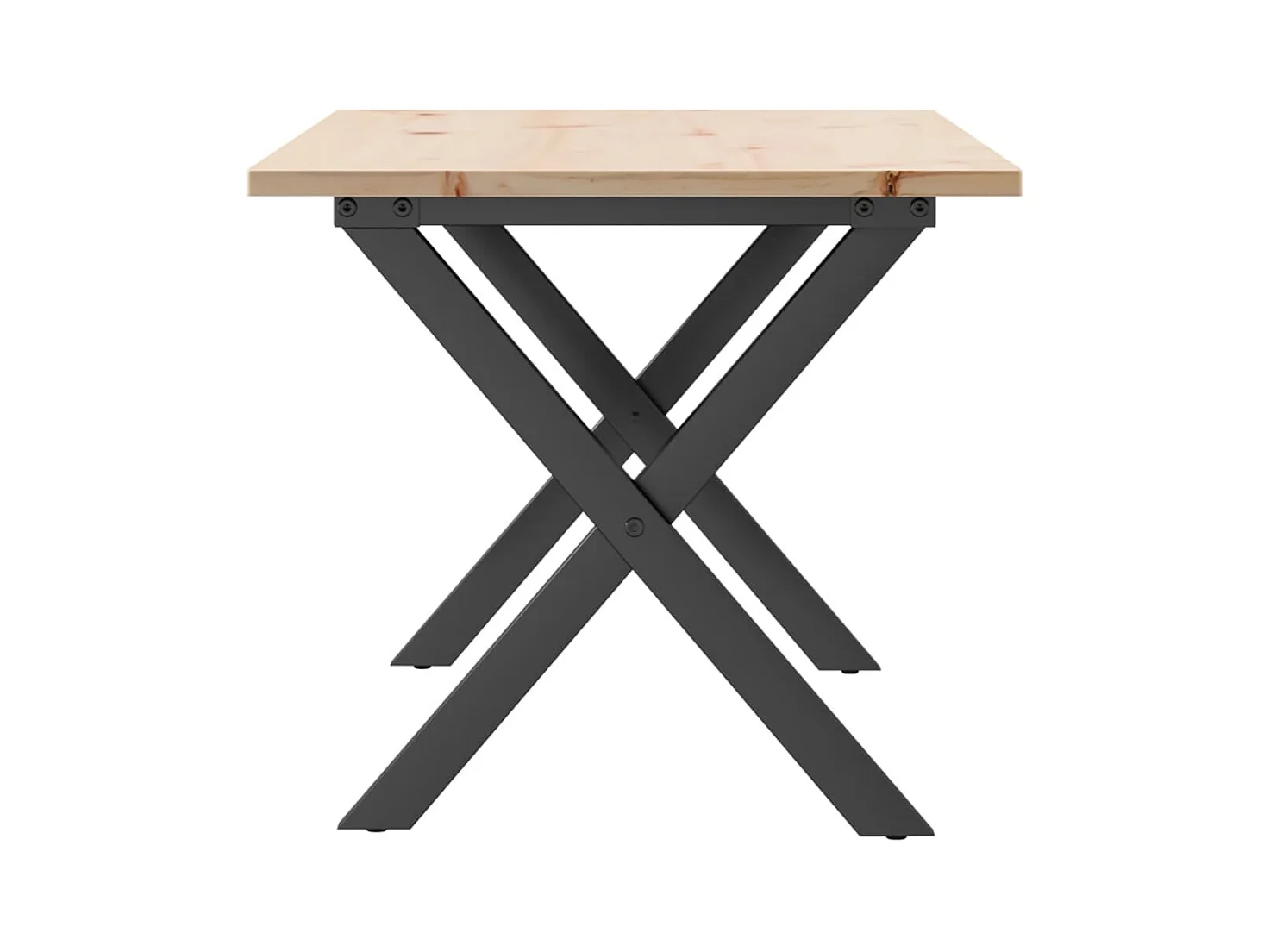 Table basse cadre en X 90x40x45 cm bois de pin massif et acier