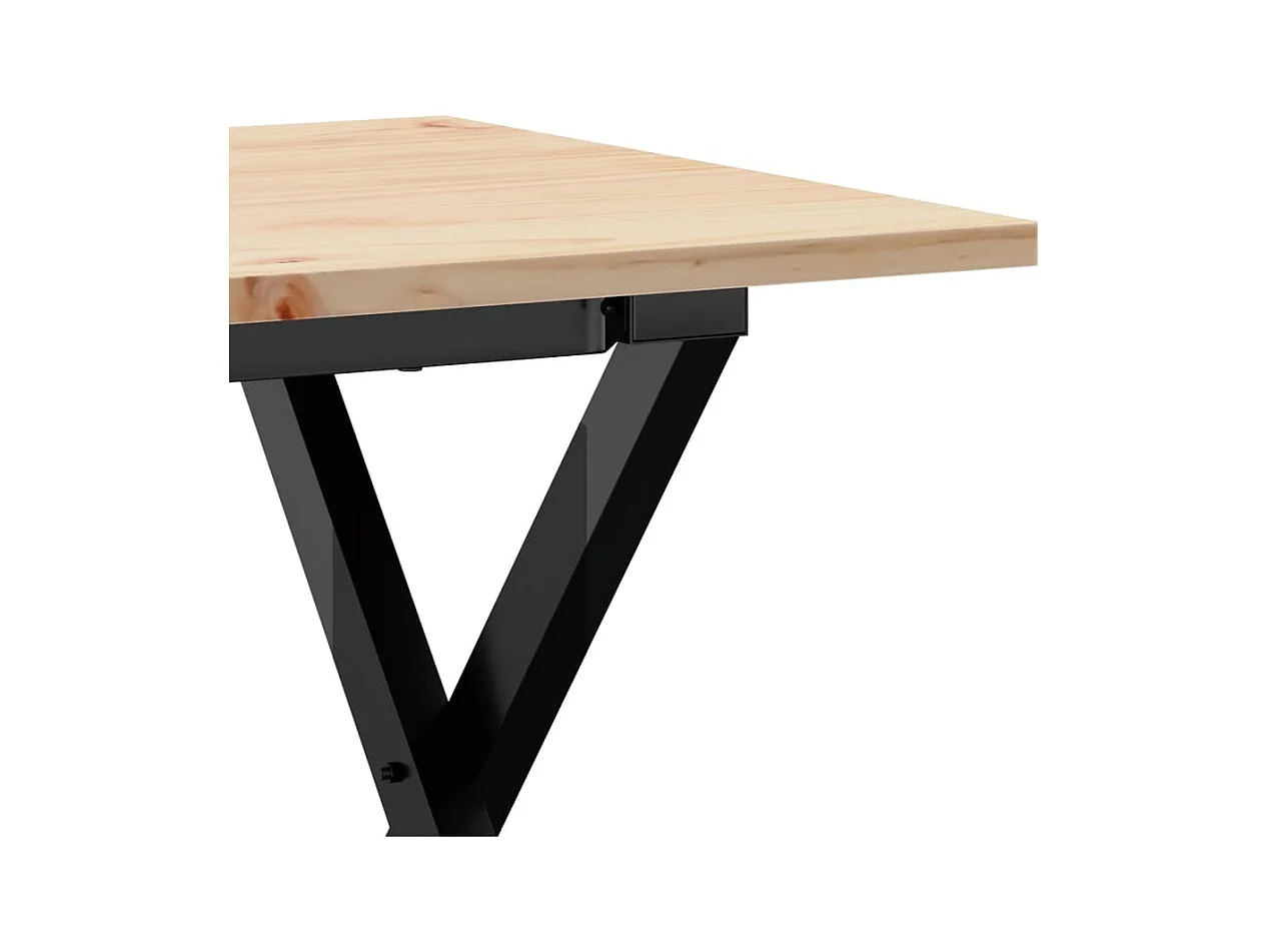 Table basse cadre en X 90x40x45 cm bois de pin massif et acier